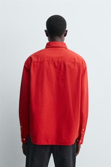 COMPACT COTTON RELAXED FIT SHIRT - Red by Zara - Image 2