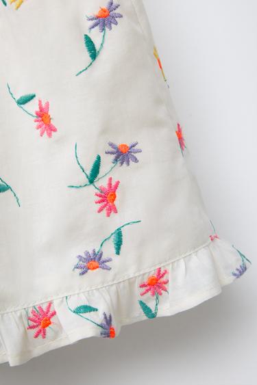 FLORAL EMBROIDERED BERMUDA SHORTS - Multicoloured by Zara - Image 3