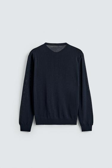 TEXTURED HENLEY JUMPER - Dark navy by Zara - Image 7