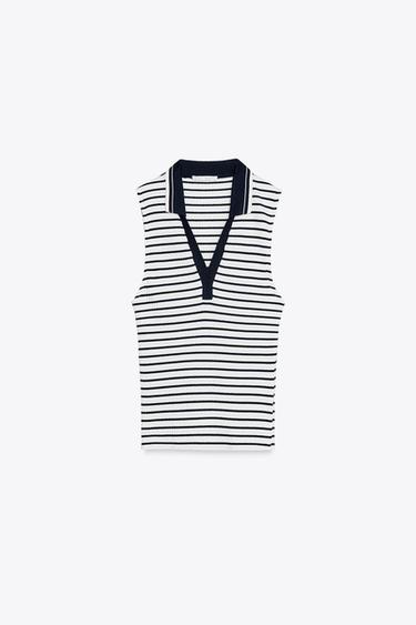 RIBBED POLO SHIRT - Navy / White by Zara - Image 4