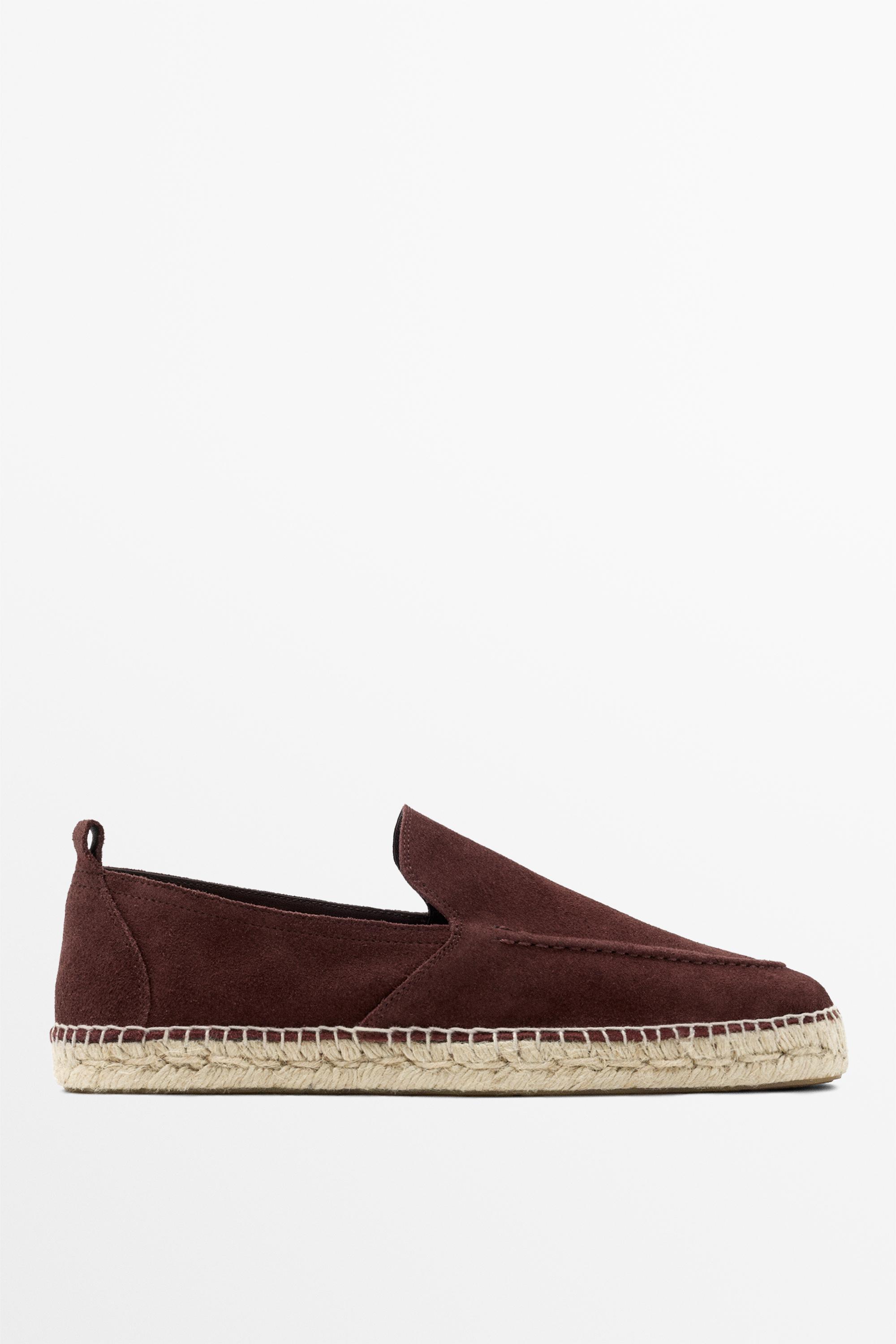 Leather espadrilles with moc toe — Burgundy Red
