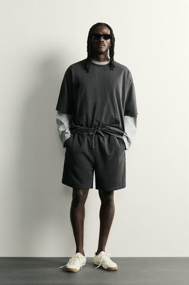 Zara 基本款水洗休閒版 T 恤 - 深無煙煤色