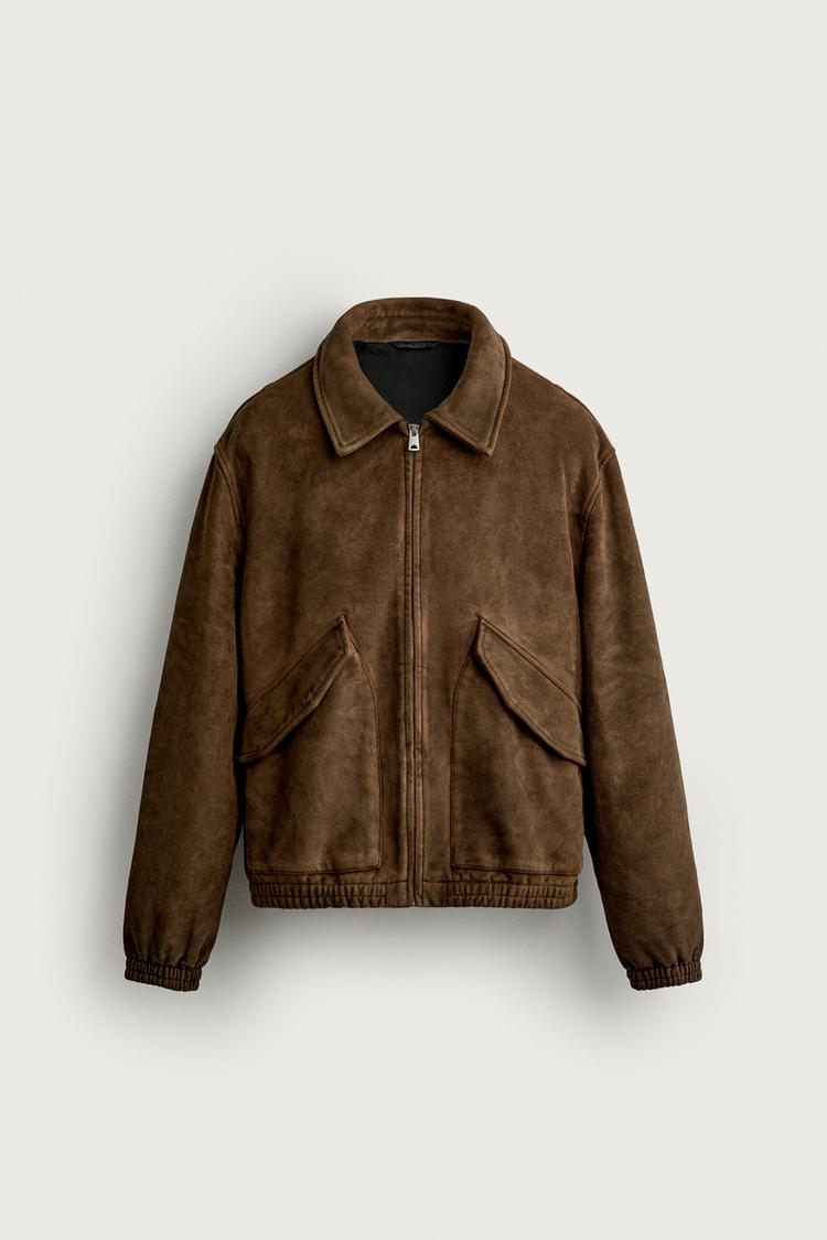 WASHED FAUX SUEDE JACKET