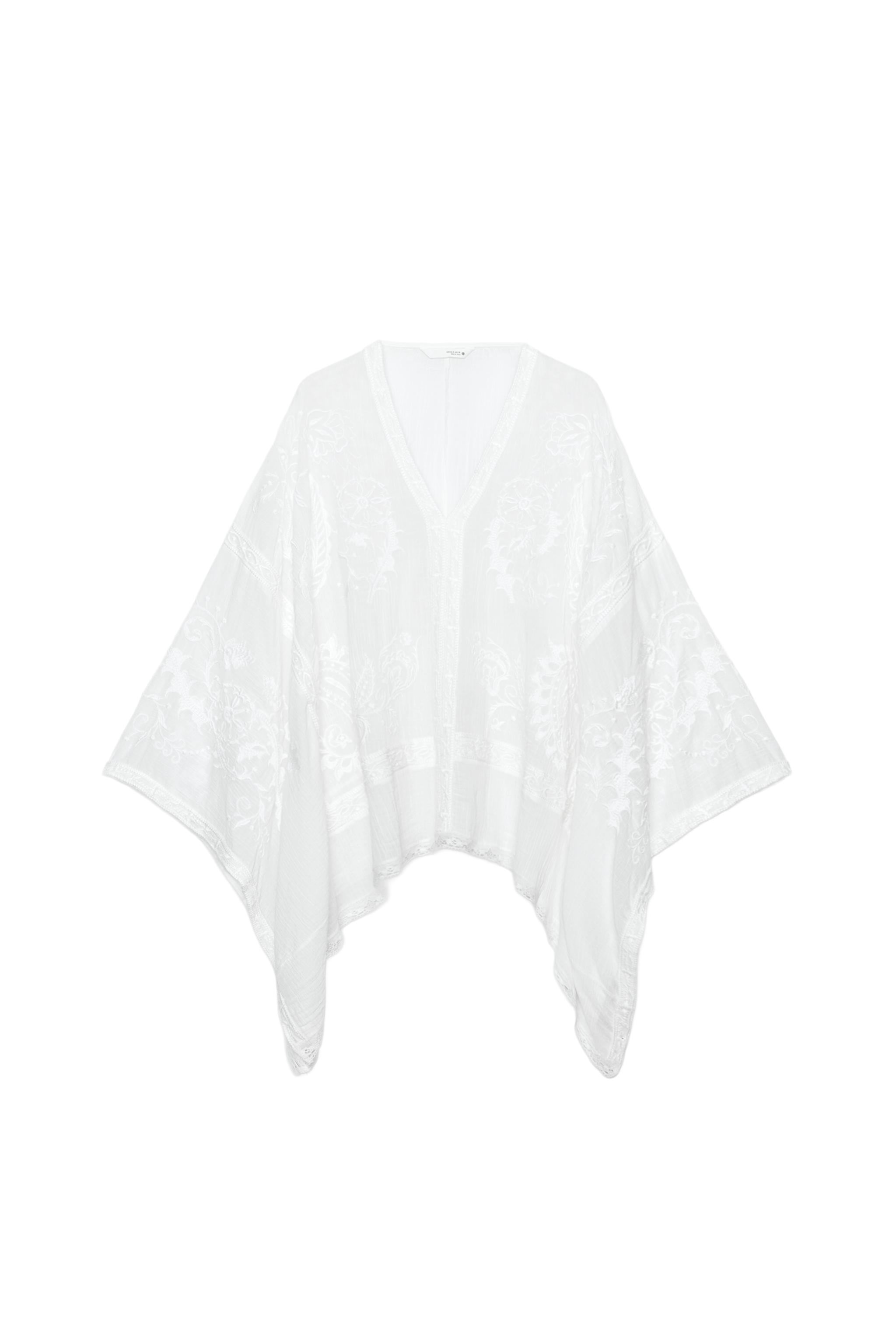 ZW COLLECTION EMBROIDERED CAPE BLOUSE - White | ZARA Turkey