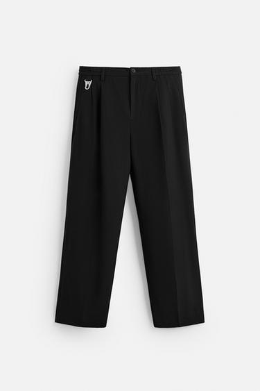 WIDE-LEG PLEATED TROUSERS - Black by Zara
