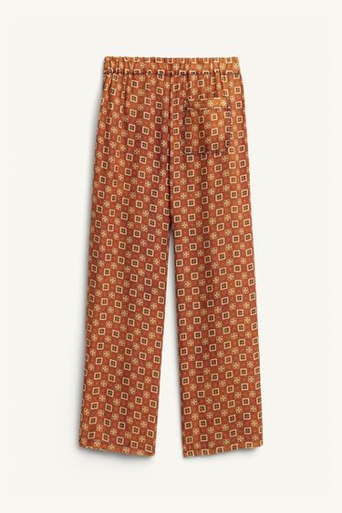 LIMITED EDITION 100% SILK PRINTED TROUSERS - Brick by Zara - Image 8