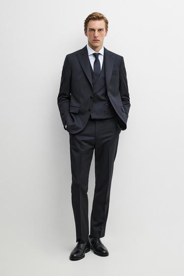 Zara 100% cool wool suit blazer - Navy blue - Image 0