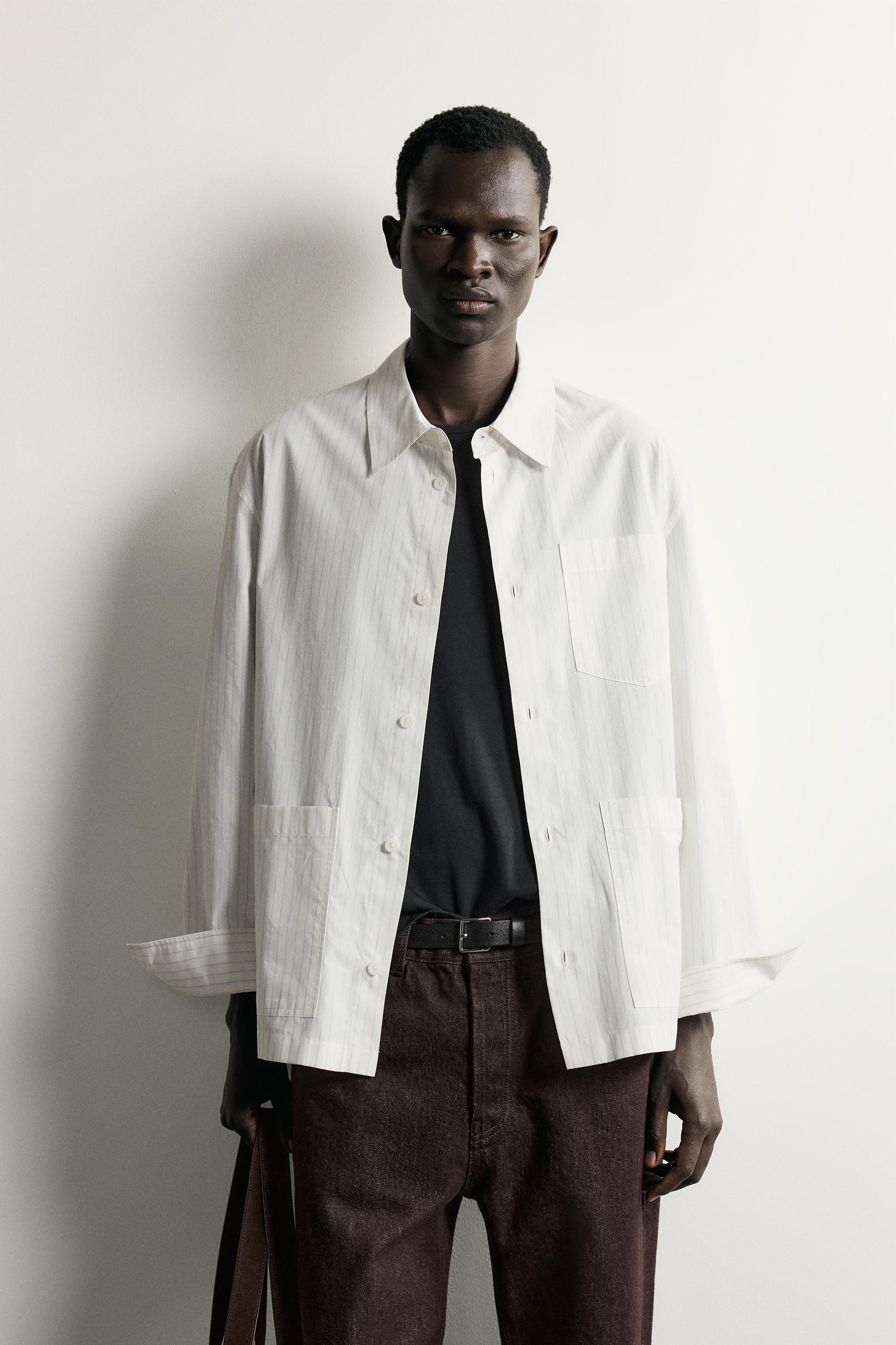 Zara ÇİZGİLİ RELAXED FIT İNCE CEKET görsel 2