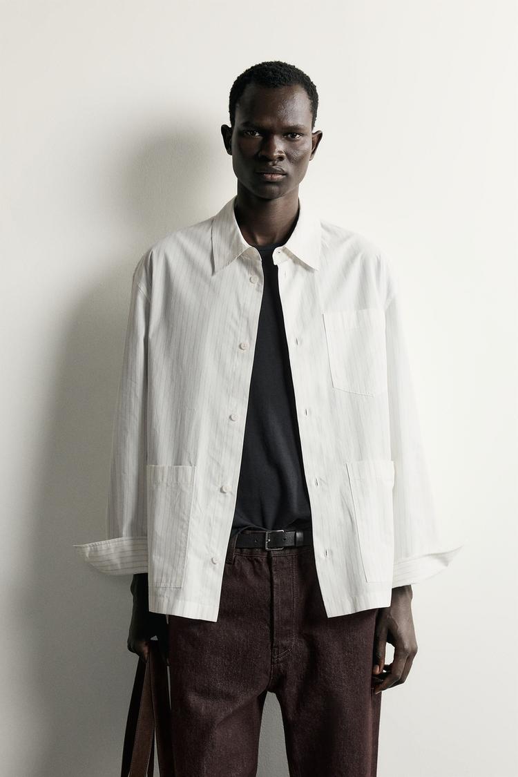 STRIPED RELAXED FIT OVERSHIRT