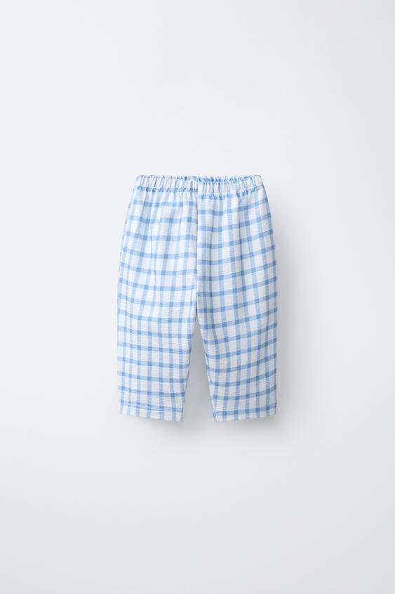 PANTALÓN CUADROS BOLSILLO - Azul de Zara - Imagen 0