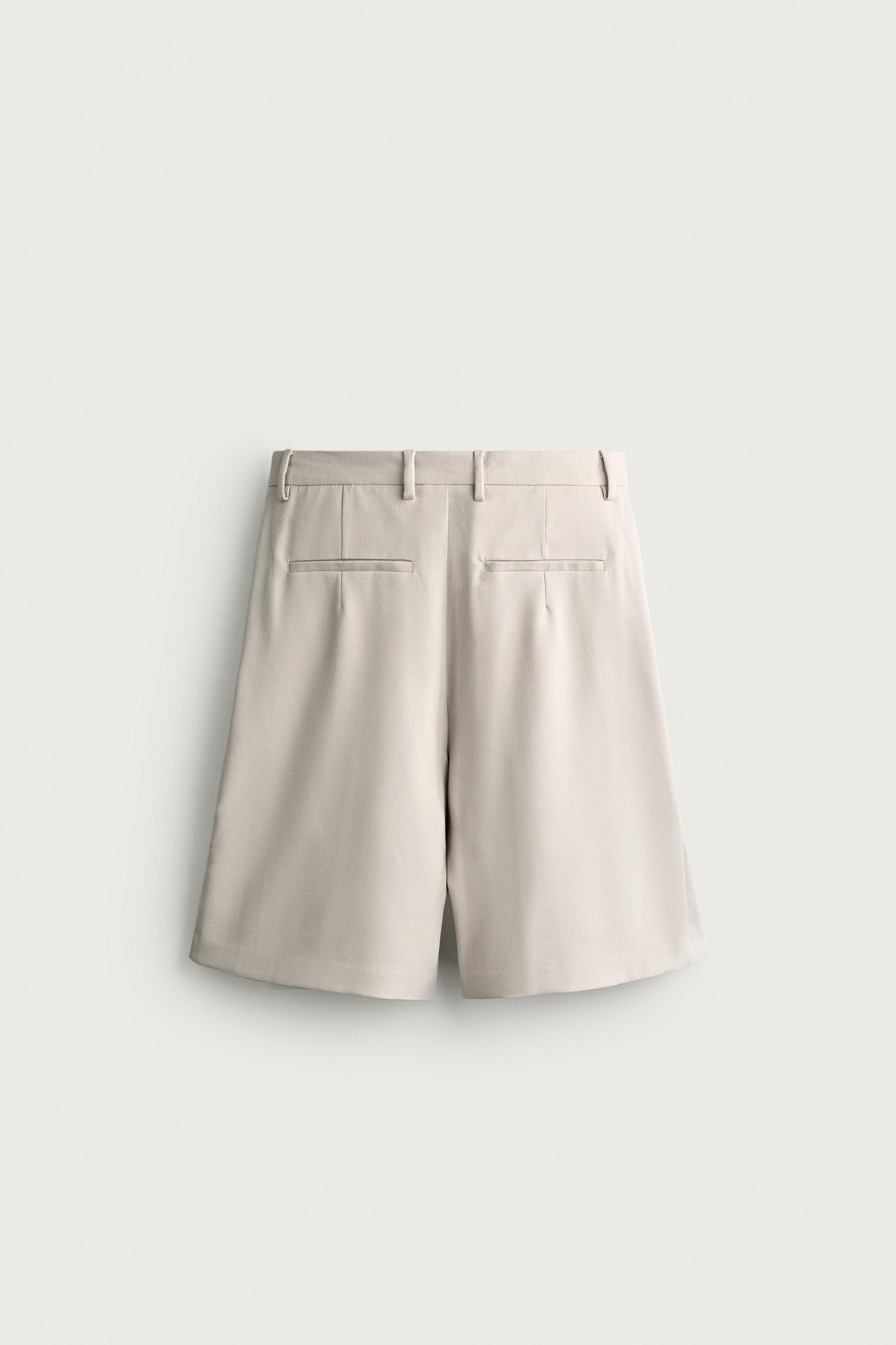 プリーツ ワイドレッグバミューダパンツ - ライトベージュ | ZARA