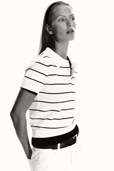 SHORT SLEEVE KNIT POLO JUMPER - striped by Zara - Image 4