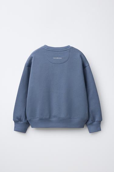 SLOGAN SWEATSHIRT - Blue / Grey by Zara - Image 1