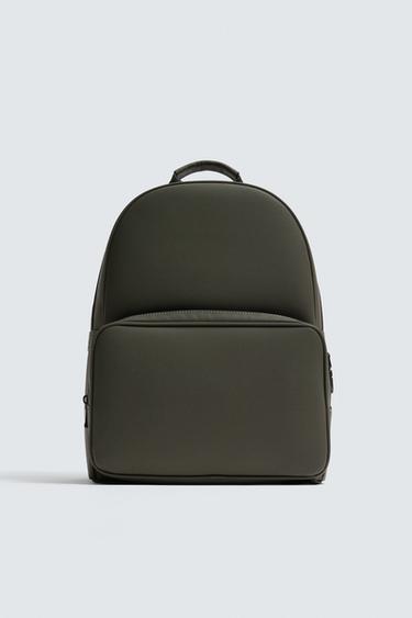 Zara TEXTURED BACKPACK - Khaki Green