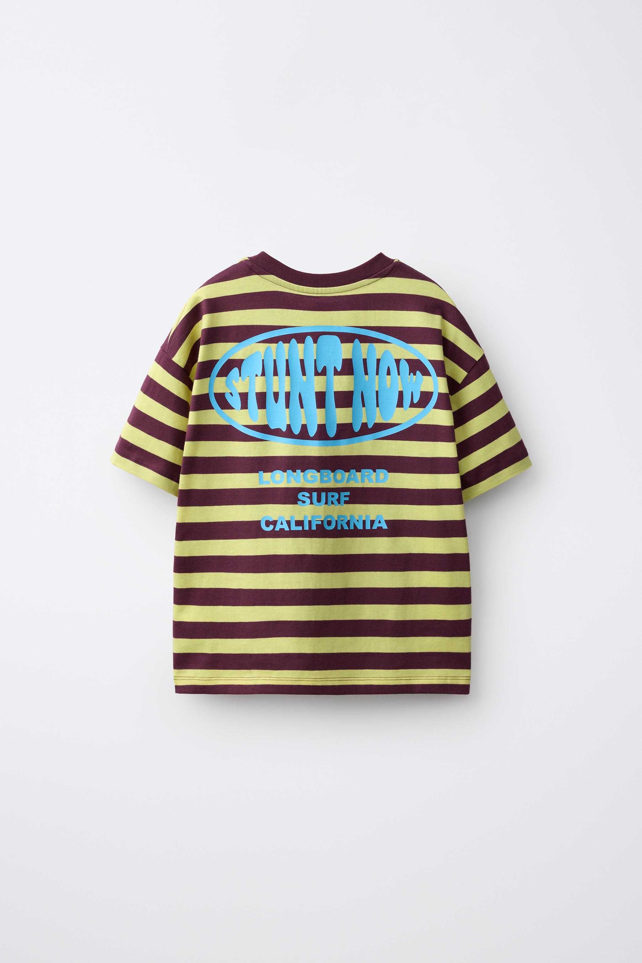 STRIPED TEXT PRINT T-SHIRT