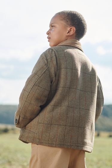 CHECK FAUX SHEARLING COAT WITH WOOL LIMITED EDITION - olive green by Zara - Image 2