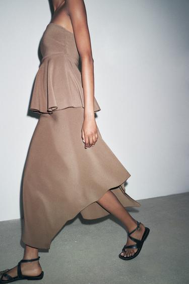 CREPE STRAPLESS TOP - Brown / Taupe by Zara - Image 8