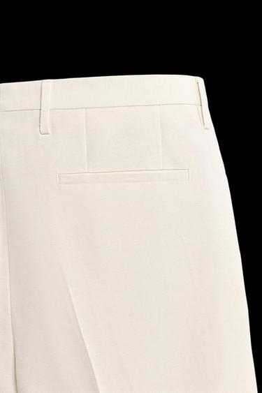 Zara REGULAR FIT PLEATED PANTS - Ecru