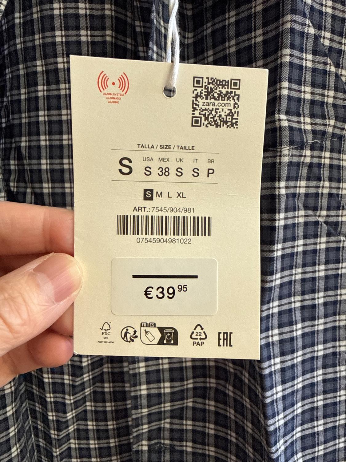 ZARA ORIGINS BLUE PLAID COTTON SHORT SLEEVE SHIRT - Image 4