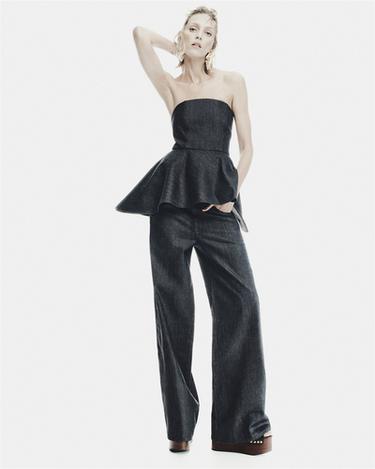 JEANS ZW COLLECTION WIDE LEG CINTURA BAIXA - Azul da Zara