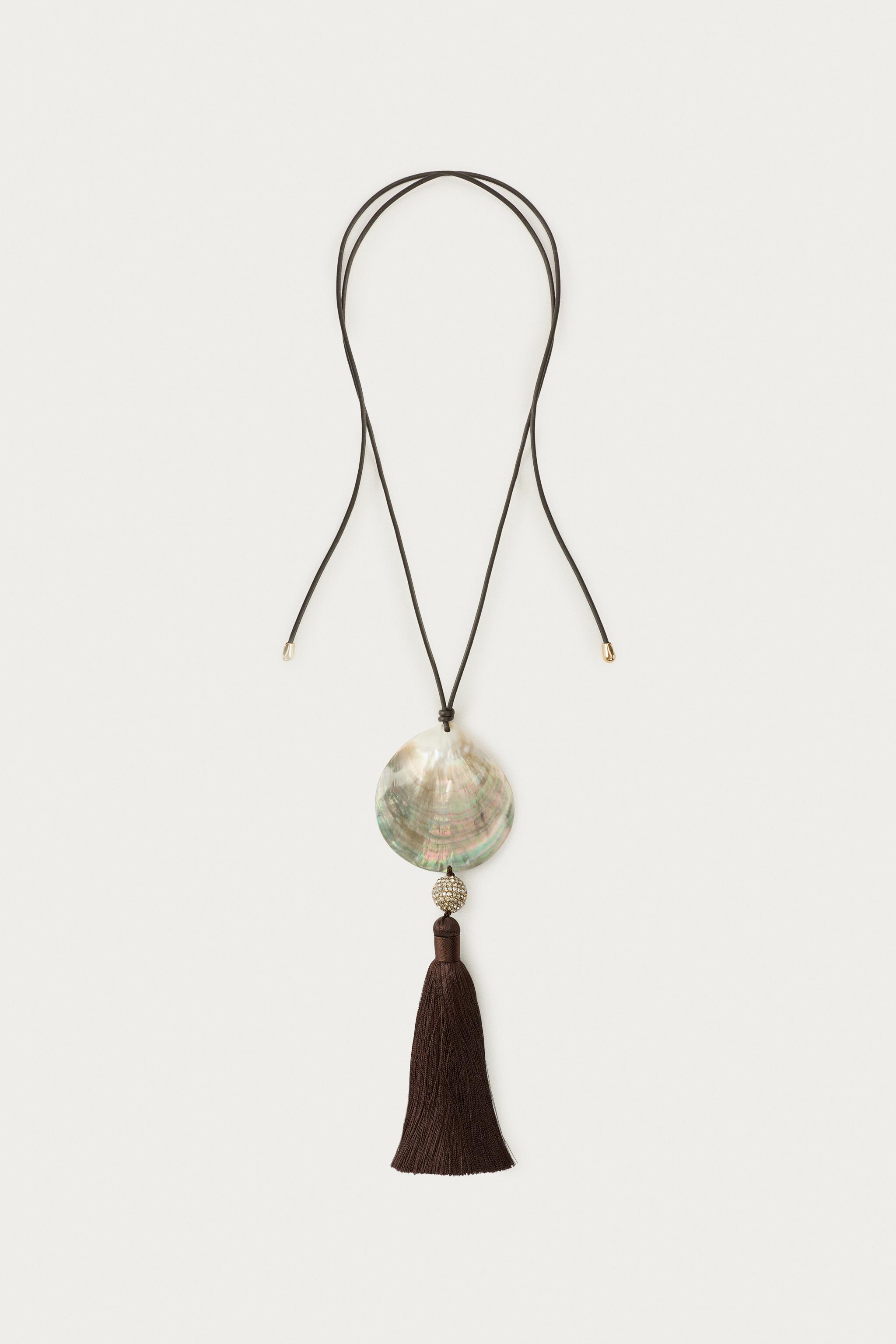 Женские аксессуары Zara SHIMMER SHELL CORD NECKLACE MARISA BERENSON X