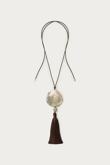 SHIMMER SHELL CORD NECKLACE MARISA BERENSON X ZARA - Black by Zara