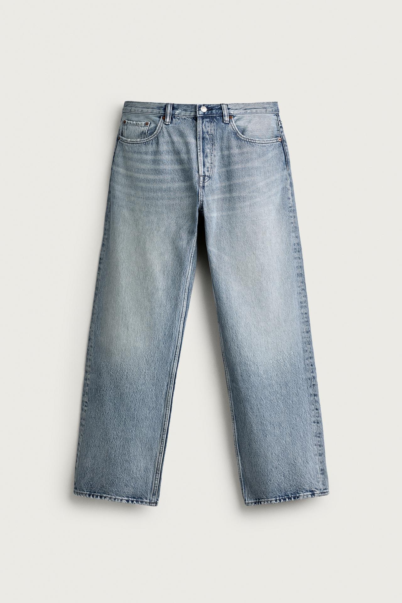 STRAIGHT-FIT LONG-LENGTH JEANS — Blue