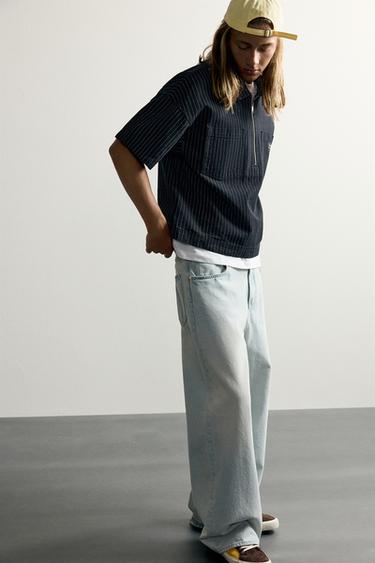 ΡΙΓΕ ΠΟΥΚΑΜΙΣΟ ΝΤΕΝΙΜ BOXY FIT - Μπλε του Zara
