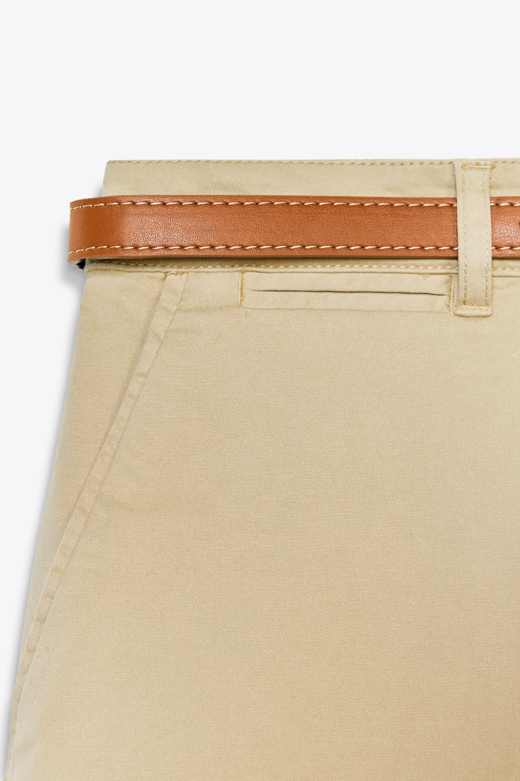 ZARA ベルト付きダーツ入りバミューダパンツ 2943/898 me様専用！ 新品ZARA ベルト付き ダーツ バミューダパンツ M