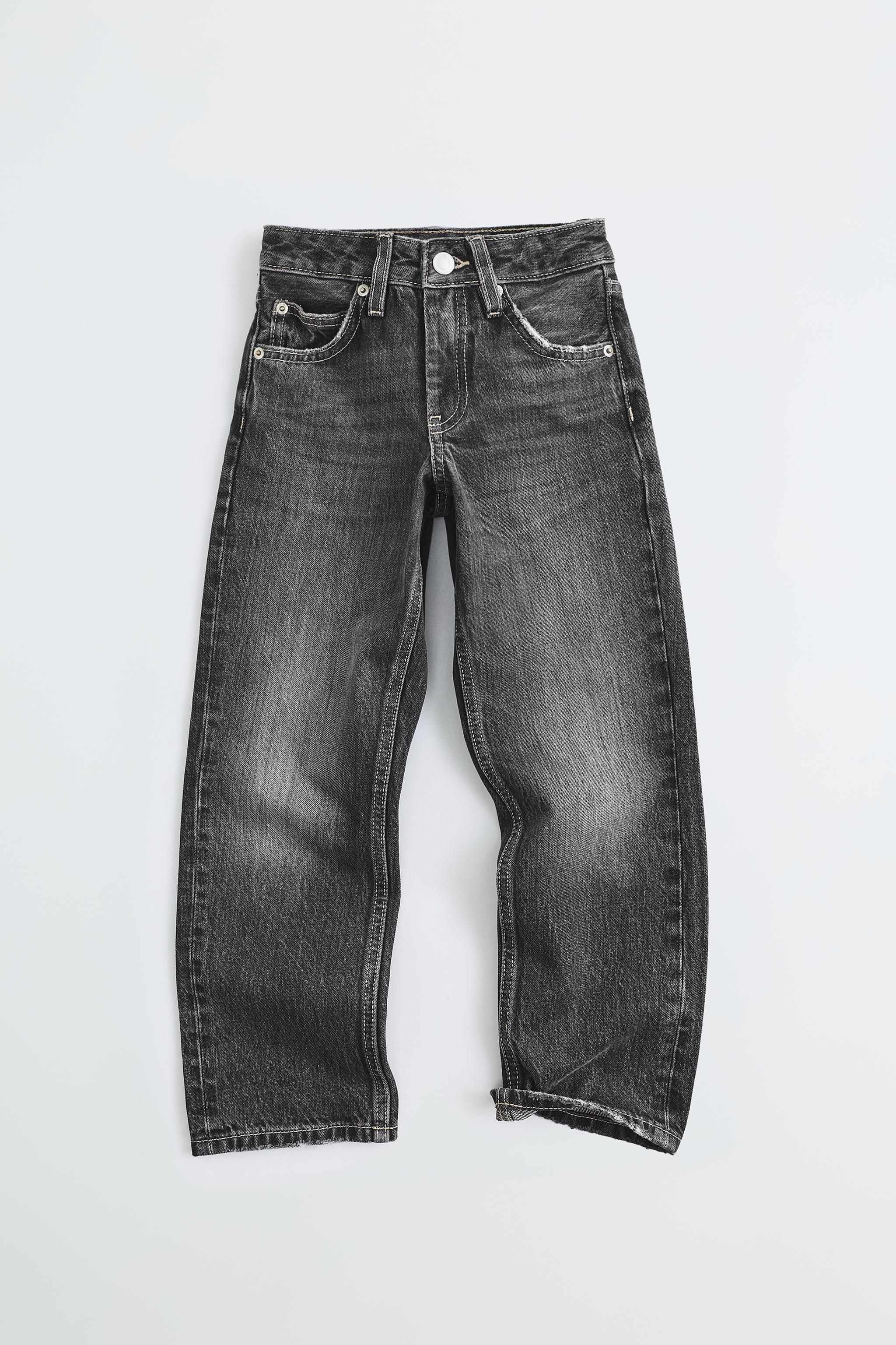 RIPPED STRAIGHT LEG JEANS — Stone