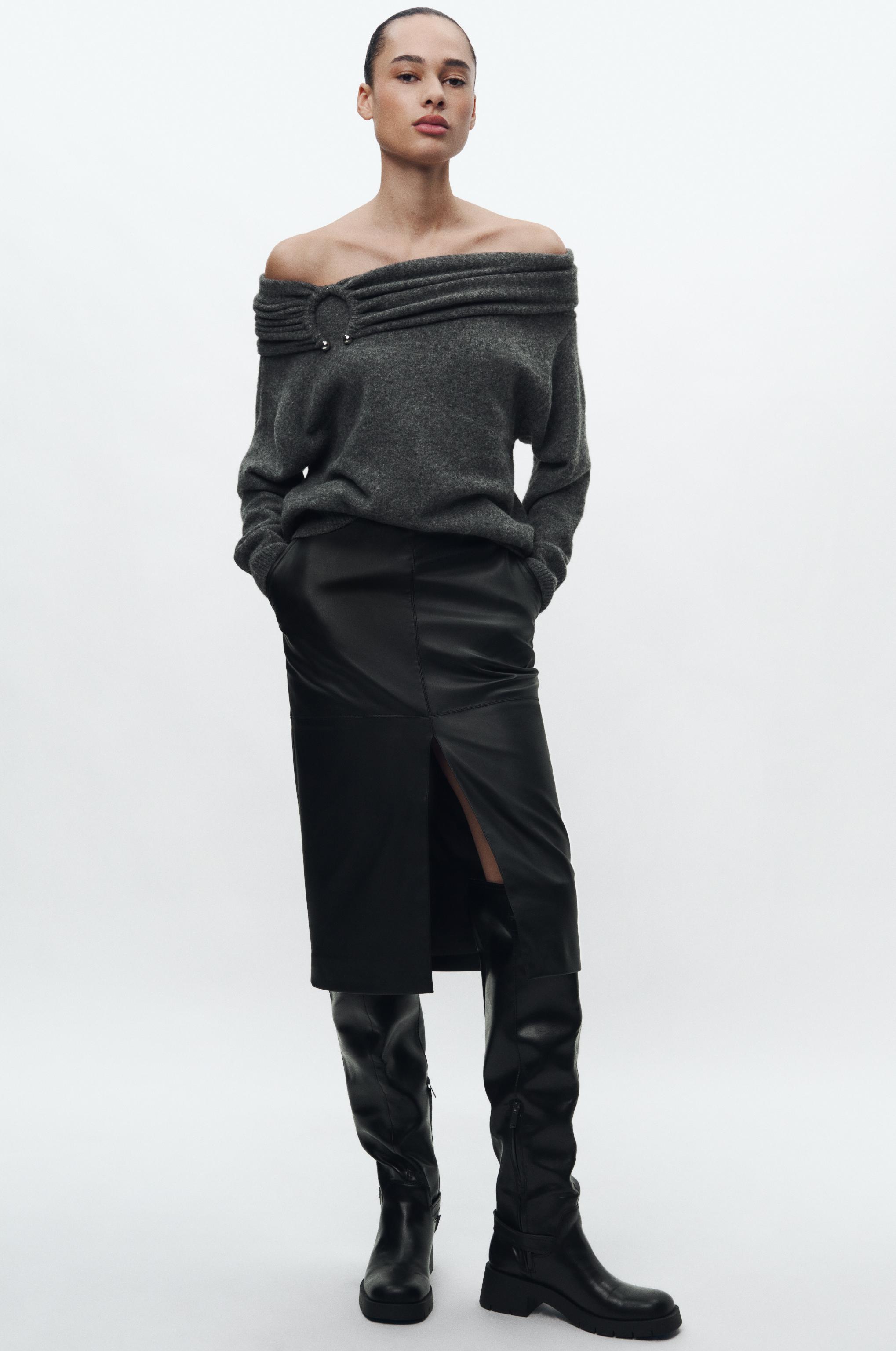 ЮБКА ИЗ ИСКУССТВЕННОЙ КОЖИ — ZW COLLECTION - ЧЕРНЫЙ | ZARA