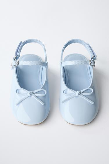 BALLERINES OUVERTES À L'ARRIÈRE AVEC NŒUD - Bleu de Zara - Image 3