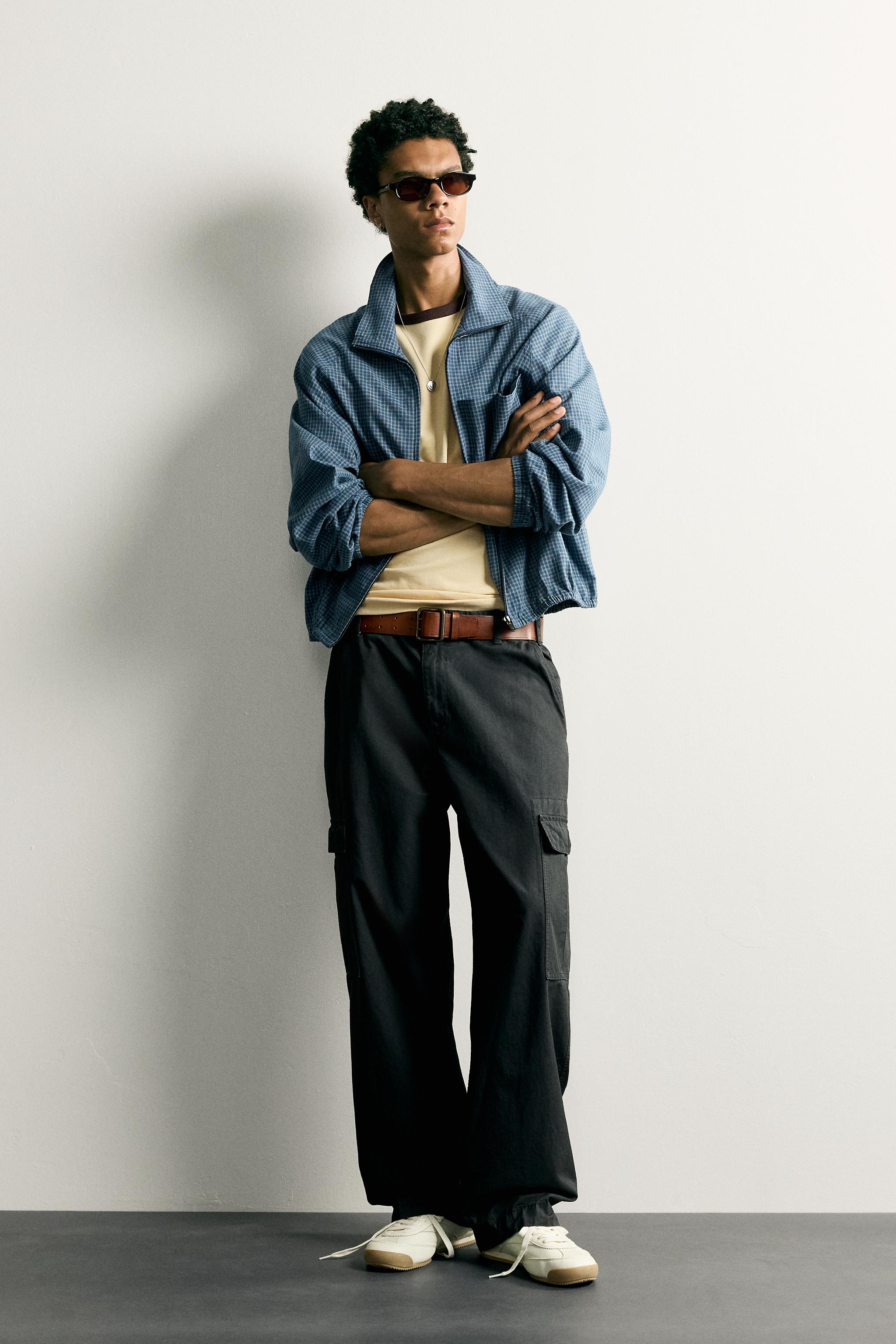 RELAXED FIT PLAID ZIP SHIRT
