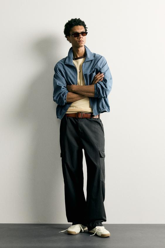 CHECKED RELAXED FIT ZIP-UP SHIRT - Blue by Zara - Image 0