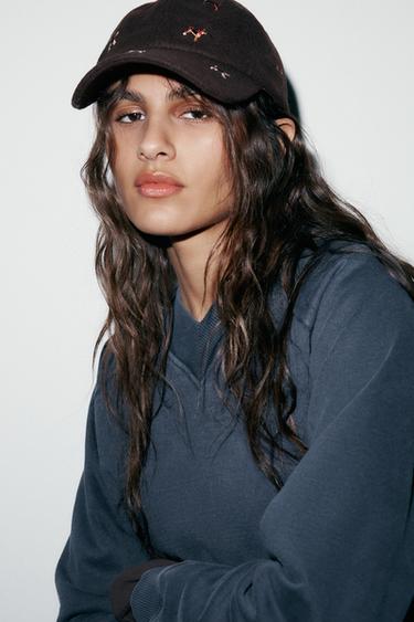 ウール製犬刺繍入りキャップブラウン0Zaraのウール製犬刺繍入りキャップ - ブラウン - 画像 0