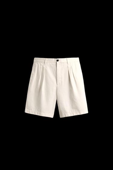 BERMUDA RELAXED FIT PLIEGUES AARON LEVINE X ZARA - Blanco roto de Zara - Imagen 0