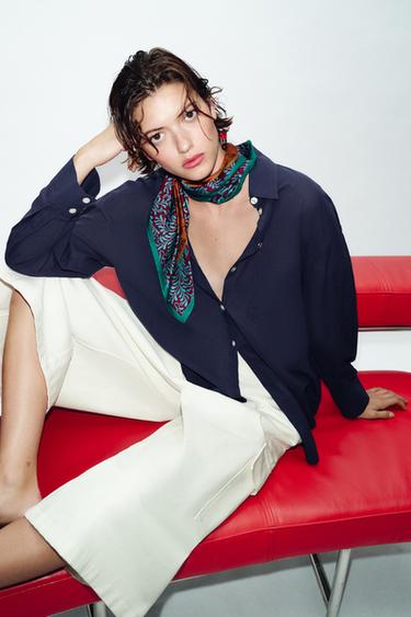 PRINTED SCARF - Sea green by Zara - Image 1