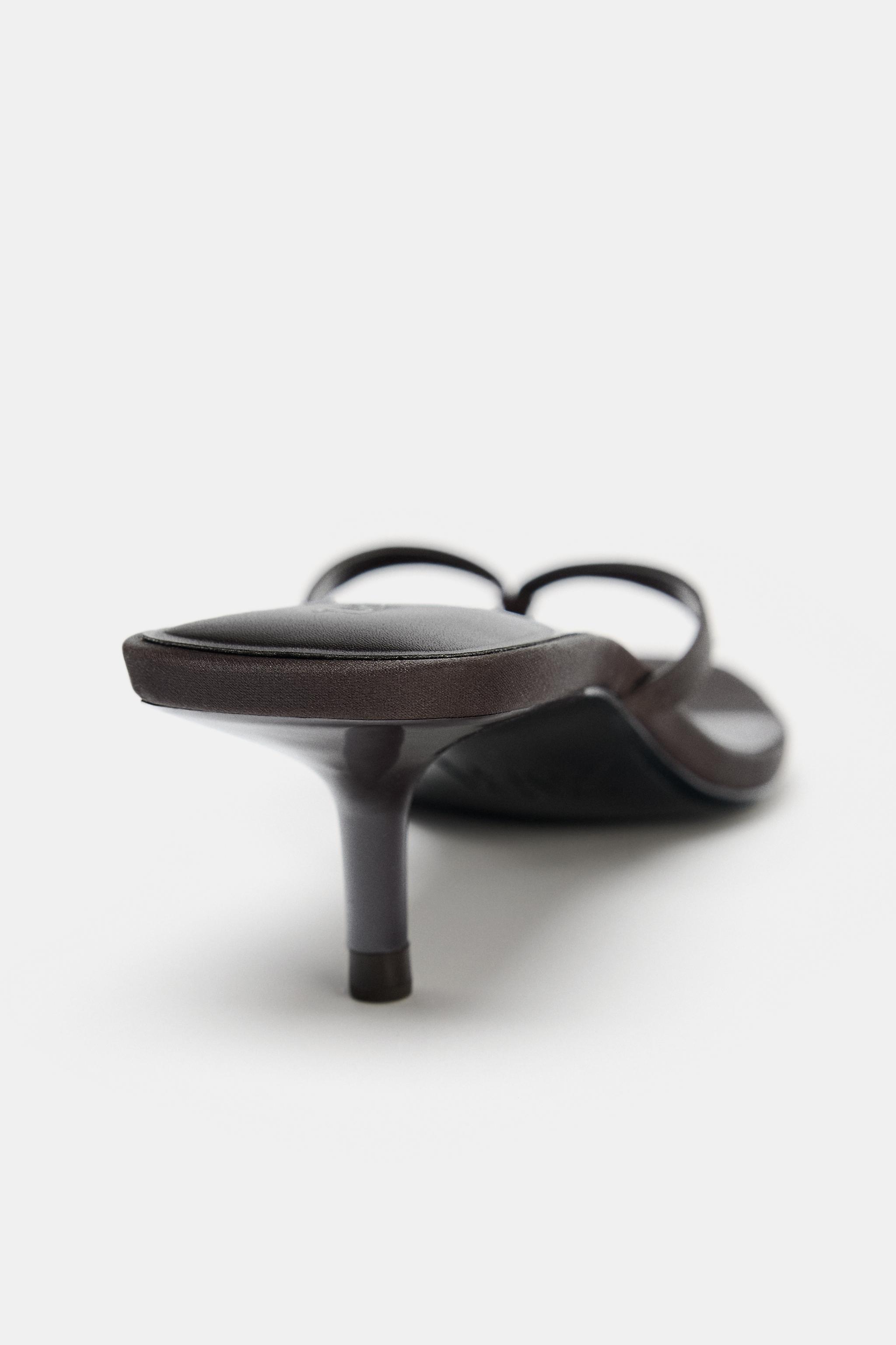 ★ZARA★ SATIN KITTEN-HEEL SANDALS SATIN KITTEN HEEL SANDALS - Brown | ZARA Canada
