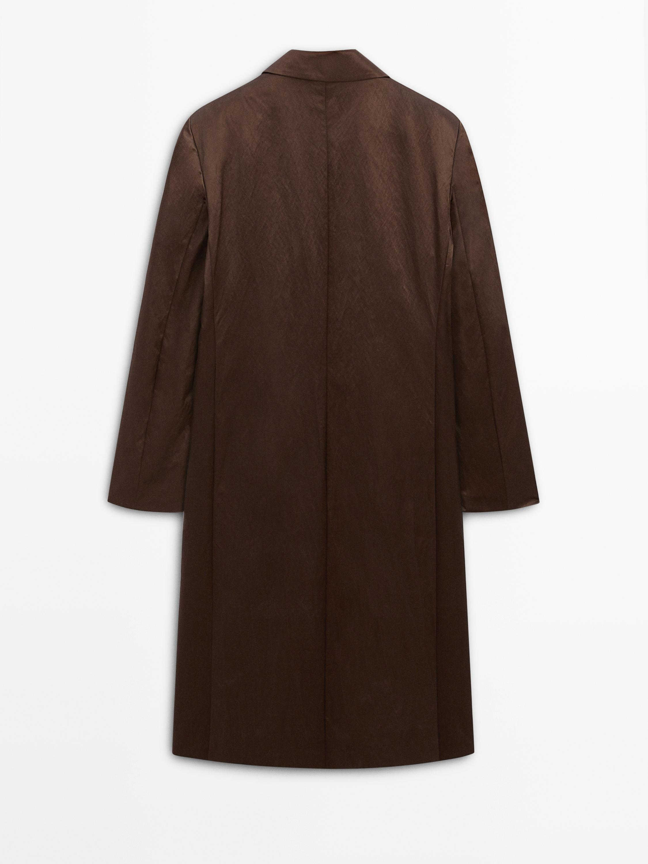 Long satin coat - Studio - Brown | ZARA United States