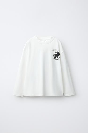SPRAY PRINT T-SHIRT - Oyster-white by Zara