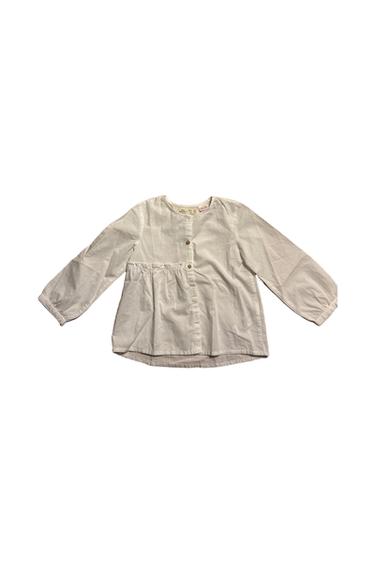 COTTON SHIRT WITH FRONT FRILLS DETAILS AND CONTRASTING BUTTONS