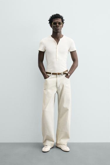 მაისური RIB ღია ზედა - Zara-ს Oyster-white - სურათი 0