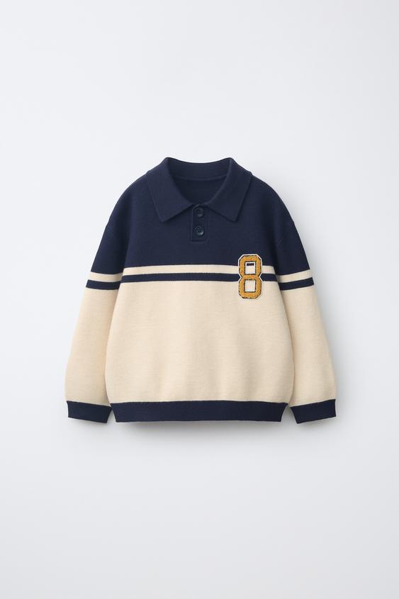 VARSITY KNIT POLO SHIRT - Navy blue by Zara - Image 0