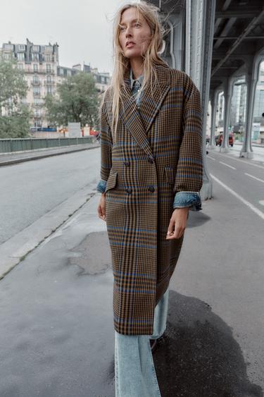 OVERSIZED CHECK COAT - Multicoloured by Zara