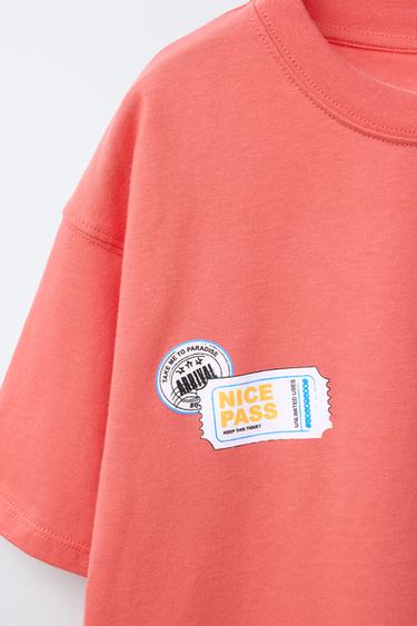 T-SHIRT À PIÈCES - Rouge de Zara - Image 3