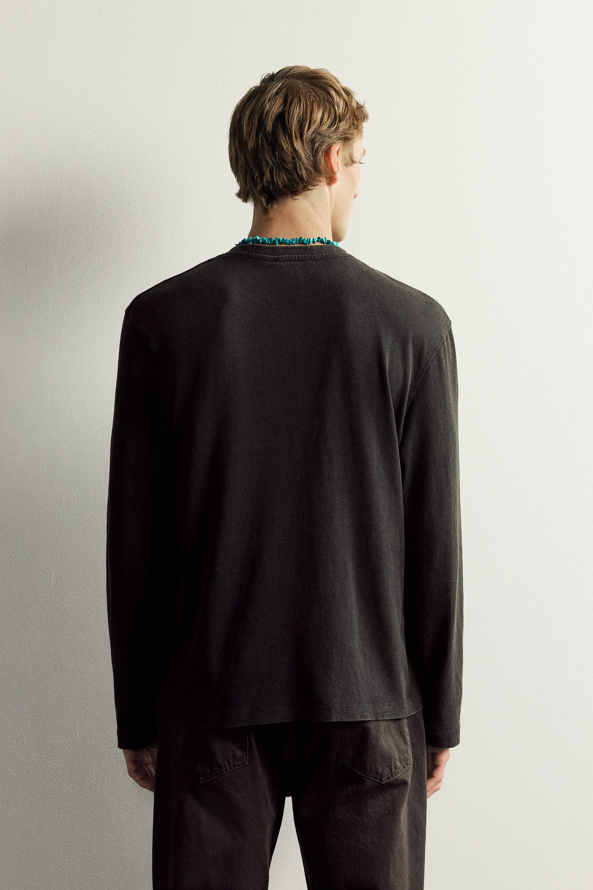 Мужские футболки Zara AARON LEVINE X ZARA LONG SLEEVE T-SHIRT — фото 3