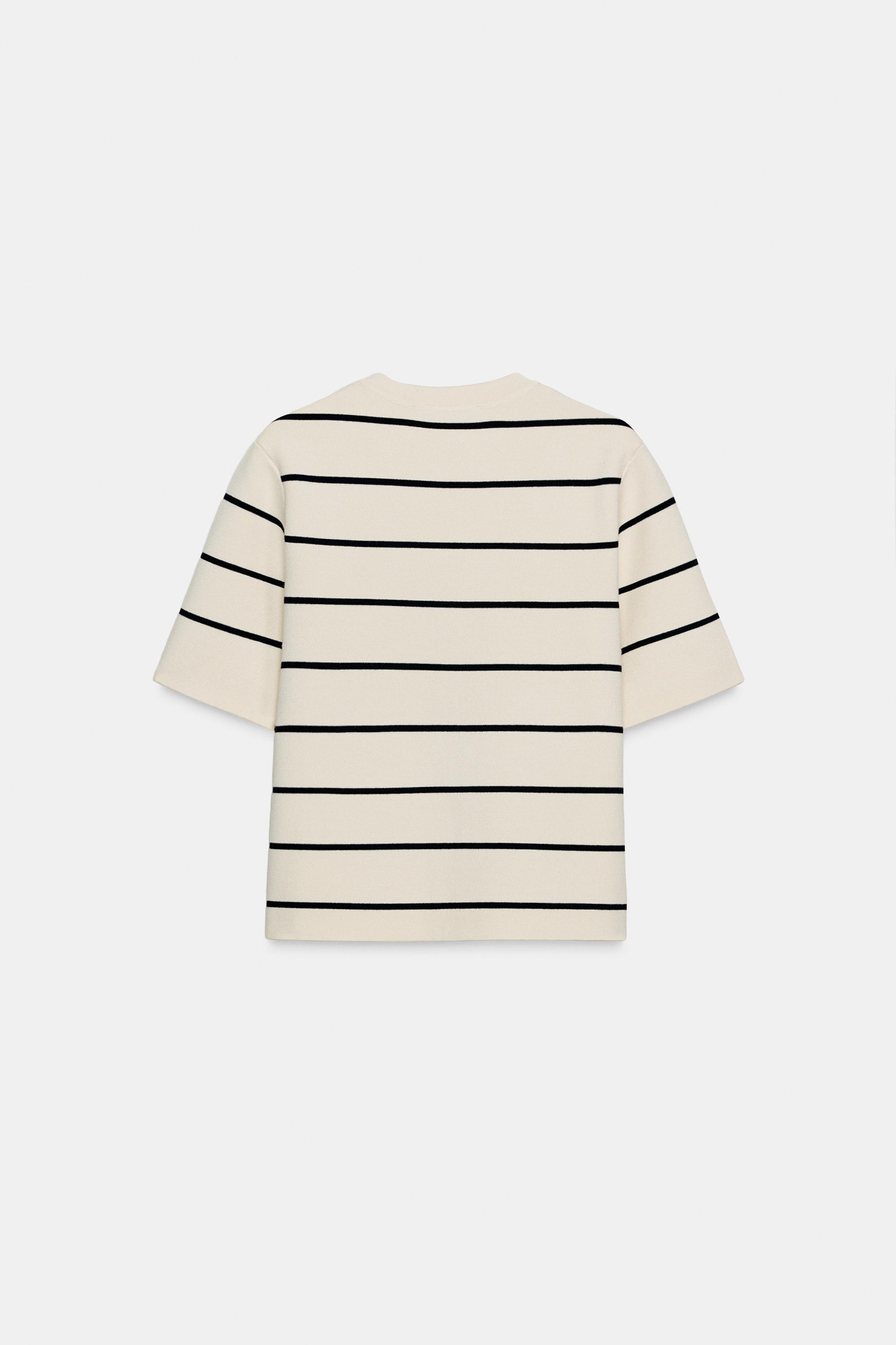 SHORT SLEEVE STRIPED CARDIGAN