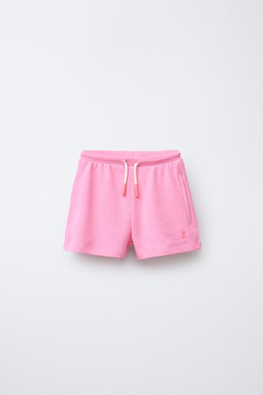 PLUSH BERMUDA SHORTS WITH EMBROIDERY - Neon pink by Zara