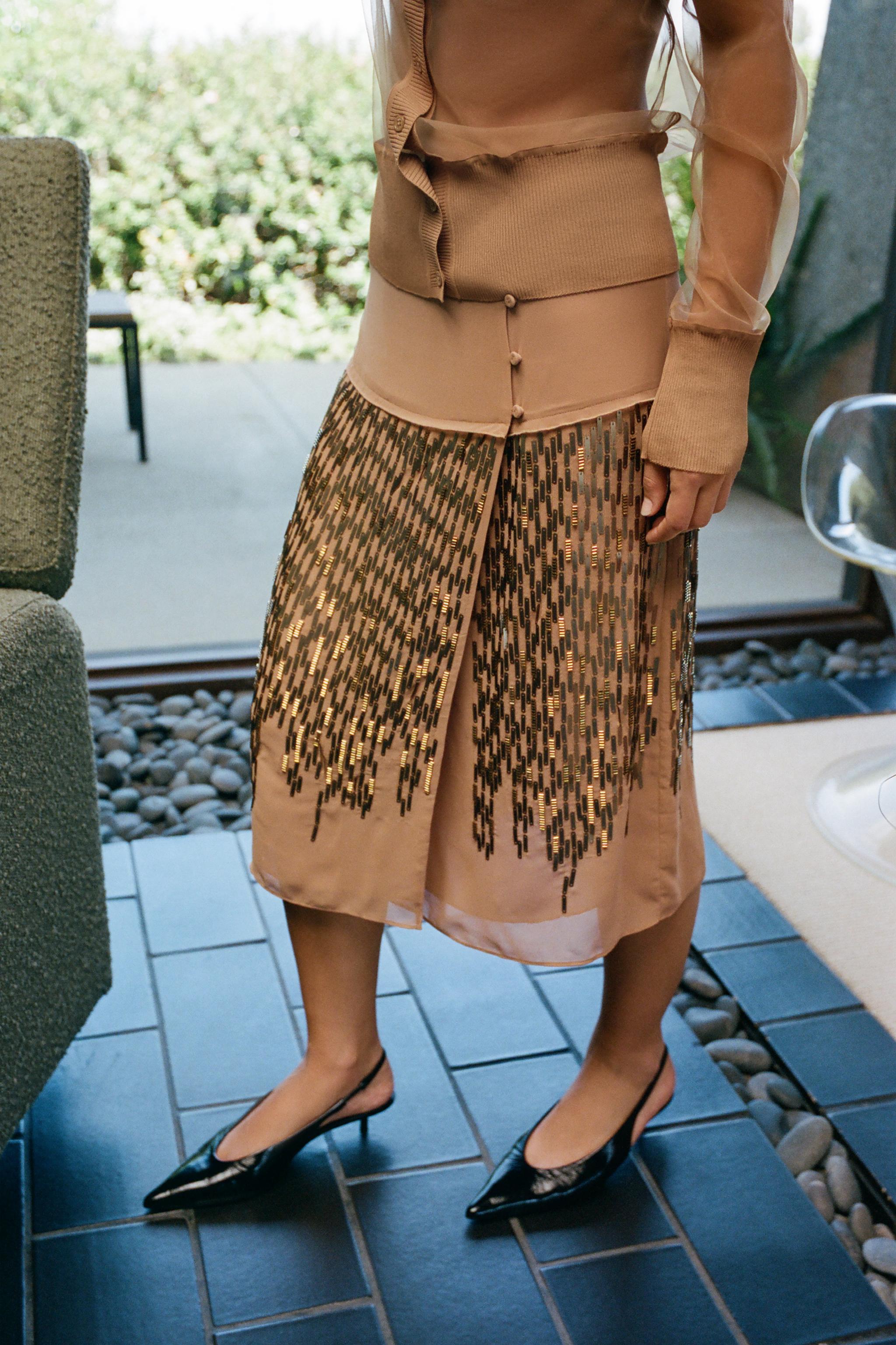 SEQUIN MIDI SKIRT