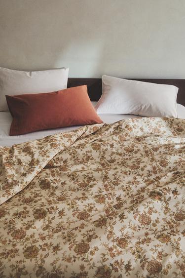 HOUSSE DE COUETTE SATIN FLEURS - Beige de Zara